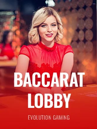 Baccarat Lobby, salon Baccarat en direct avec croupière en robe rouge